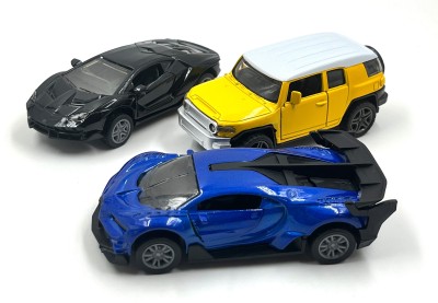 Playrox Metal Toy Car SUV Sports 1:32 Scale Die Cast Open Doors Pull Back for Kids(Bugatti , Lamborghini , Toyota - Set of 3)