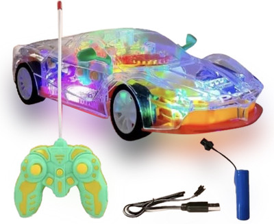 NIGAM Transparent Concept Remote Control Car for Kids with 3D Lights(Orange, Multicolor)