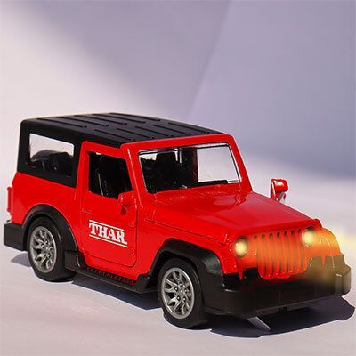 JAITOYS Premium Light & Music Thar Metal Car 1:36 Detail With Openable Doors(Red)