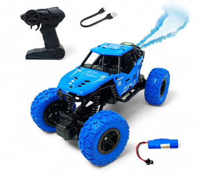 ZODZE Metal Body Rechargeable Remote Control Rock Crawler Car with Mist Effect_B13(Blue)