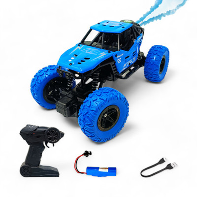 FANSEEKART Metal Body Rechargeable Remote Control Rock Crawler Car with Mist Effect_B15(Blue)