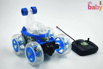 TOYACHI Rechargeable Remote Control 360 Degree Rotating Stunt Car for Kids M8(Blue)
