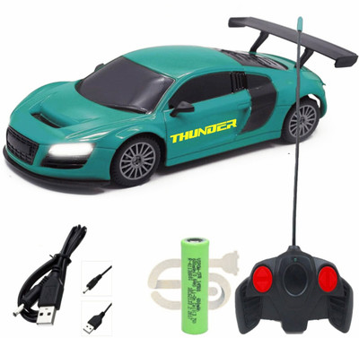 CADDLE & TOES Famous Car Remote Control 3D with LED Lights, Chargeable(Green)