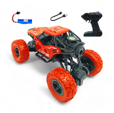 FANSEEKART Best Big Size Remote Rock Crawler Car with Metal Body, with Mist Spray Effect_53(Red)