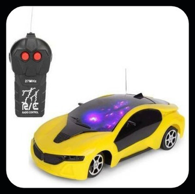 WELCO Wlco Wireless Remote Control Fast Modern Car With 3D Light CAR_RC8(Yellow)