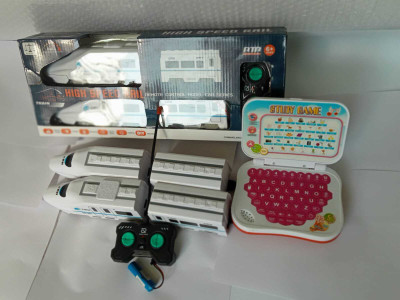 mayank & company Combo High Speed Battery Operated Train Toy & Learning & Educational Mini Laptop(Multicolor)