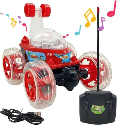 Mahi Zone Rechargeable Remote Control 360 Degree Plastic Big Stunt Car for Kids_260M(Red)