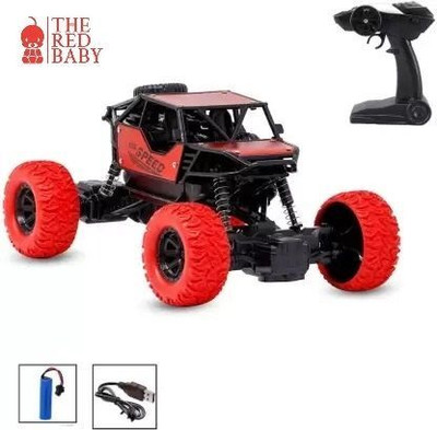 THE RED BABY Rock Crawler 4 Wheel Alloy Metal Remote Control Monster Car(Red colour)