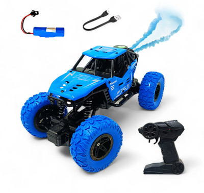 FANSEEKART Metal Body Rechargeable Remote Control Rock Crawler Car with Mist Effect_B12(Blue)