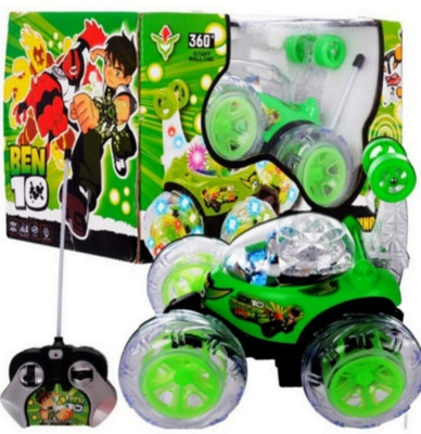 TOYACHI Rechargeable Remote Control 360 Degree Rotating Stunt Car for Kids M42(Green)