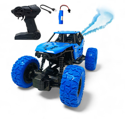 FANSEEKART Rechargeable Remote Control Rock Crawler Car with Metal Body and Mist Effect_M14(Blue)