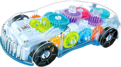 FUN FACTORY Musical Car Toys for Kids 360 Degrees Rotating Transparent Concept Car(Multicolor, Pack of: 1)