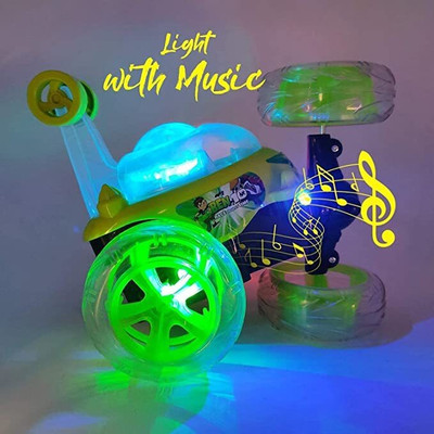 TOYACHI Rechargeable Remote Control 360 Degree Rotating Stunt Car for Kids M54(Green)