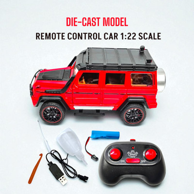 The Flyer's Bay RC Toy Cars 1:22 Scale,Die-Cast Model with Openable Doors, Lights and Smoke(Red)