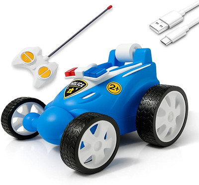 blimzo 360° RC Stunt Police Car | LED Lights, Music & Rechargeable Toy | Pack 1(Blue)