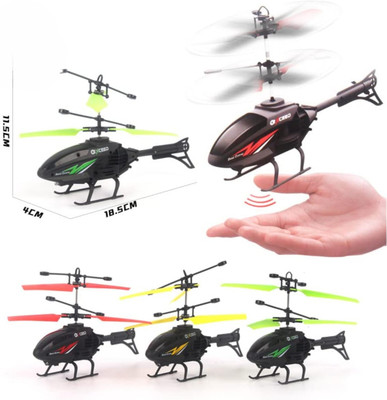 VRION Toy Plastic Helicopter Remote Control, Palm Sensing Helicopter with led Lights(R- Red)