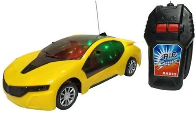 Toodles NEW_3D LED Light Fast Modern Car with Remote Control(Yellow)