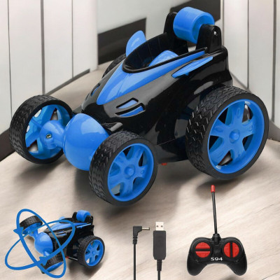 Mahi Zone Rechargeable 360° Rotating & Rolling Small Stunt Car for Kids_S05(Blue)