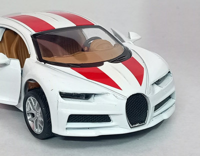 RAMSHREE Premium Bugatti Chiron Die-Cast Car with Openable Doors & Pull-Back Action(White)