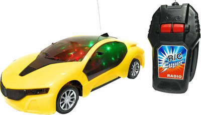 Toodles NEW_3D LED Light Modern Car with Remote Control(Yellow)