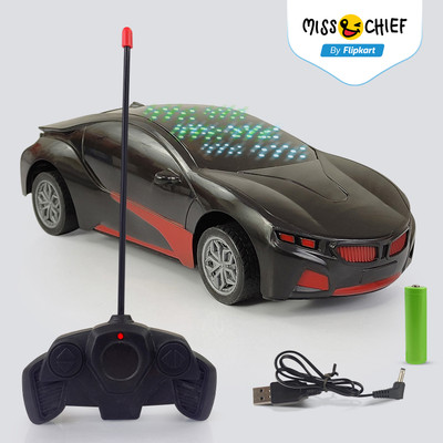 Miss & Chief 3D LED Lighting | high speed rechargeable remote control Car for Kids(Black)