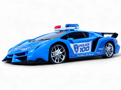 Magic Moments Stunt Racer Turbo Police Supercar – High-Speed RC Toy with Lights Sleek Design(Blue)