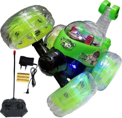 Toodles NEW_Rechargeable Remote Control 360 Degree Rotating Stunt Car for Kids M76(Green)