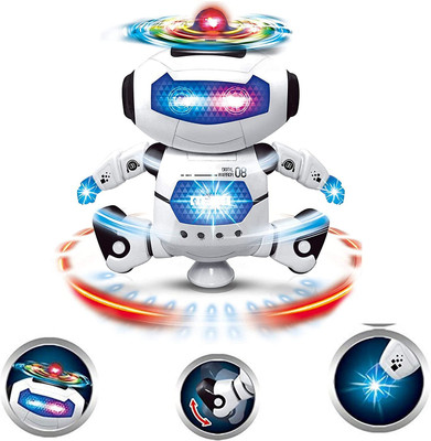 mega shine Robot Dancing Robot with Music and 3D Flashing Lights Battery Operated(Multicolor)