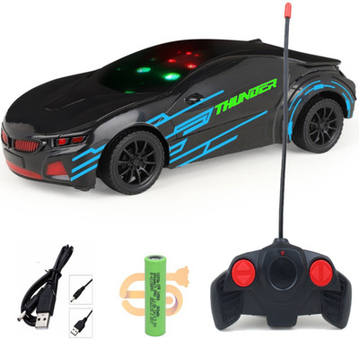 CADDLE & TOES Famous Car Remote Control 3D with LED Lights, Chargeable(Thunder Black)