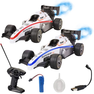 Wembley High-Speed Remote Control Car and Smoke Spray Light 2WD Off Road F1 Racing Car(White)