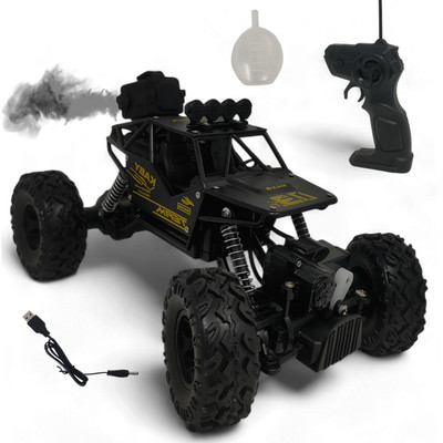 Aavkar creation Big Rock Car 4x4 Strip Black For Kids With Remote Control And Mist Smoke(Multicolor)