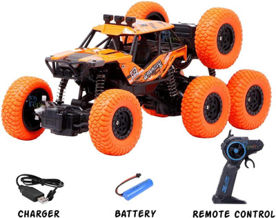 Pepstter Remote Control Car 8 Wheel 1:18 Scale Climbing Rock Car Rechargeable Battery(Off Road Stunt Racing Car, Color As per availability)
