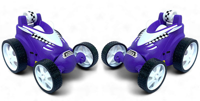 Magic Moments Set of 2 Small Remote Control Stunt Cars with 360° Flips and Dual Drive(Purple)