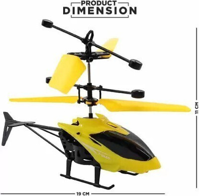 JOYWHIZ Kids Plastic Induction Type 2-in-1 Flying Helicopter with Remote16(Yellow)