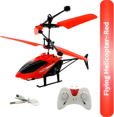 RavAry Remote Control Toy | Charging Helicopter with 3D Light & Safety Sensor(Red)