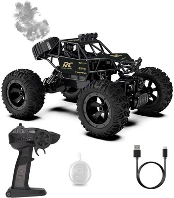 ZUNBELLA Remote Control Rock Monster Car 1:18 Scale Rechargeable Car Toy With Mist Spray(Black)