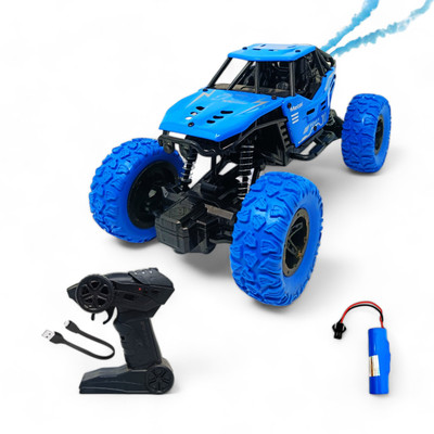 FANSEEKART Wireless Remote Control Rock Crawler Car with Metal Body and Smoke Effect_04(Blue)
