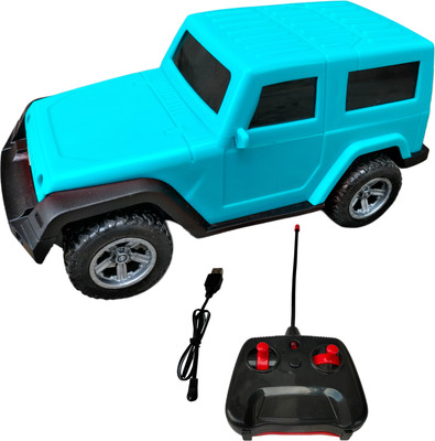 Ruhani Toys & Gift Gallery Remote Control Thar with Led Lights and Song/USB Rechargable for Kids(Blue)(Blue)