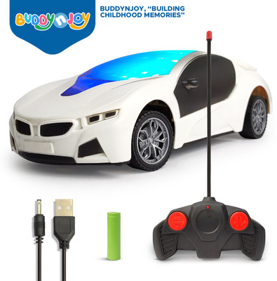 Buddynjoy 3D lighting kids high speed rechargeable remote control Car for 3+ Years(White)