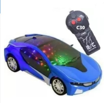 Tenmar Wireless Remote Control Fast Modern Car With 3D Light, CAR_RC_BLU30 (Blue)(Multicolor)