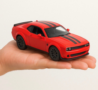 crezor toys Dodge Challenger Alloy Metal Pull Back Toy Car 1:32 with Light & Music(Red)