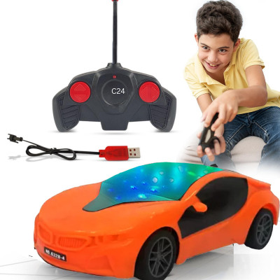 AS TRADERS Chargeable 3D Remote Control Lighting Famous Car for 3+ Years Kids F9(Orange)