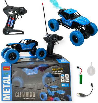 FANSEEKART Rechargeable Remote Control Rock Crawler Car with Metal Body and Mist Effect_M11(Blue)