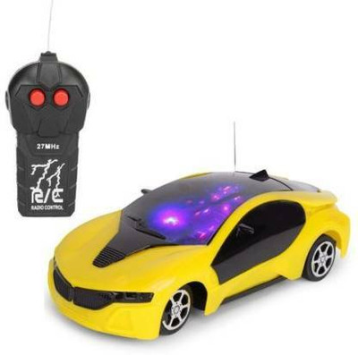 Xcillince Toys Wireless Remote Control Fast Modern Car With 3D Light CAR_RC8(Yellow)