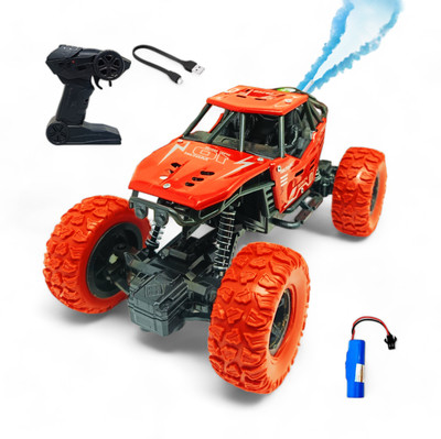FANSEEKART Best Big Size Remote Rock Crawler Car with Metal Body, with Mist Spray Effect_26(Red)