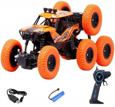 FANSEEKART 8 Wheel Rock Crawler Remote Control Car 1:18 Scale Rechargeable Monster Truck(Orange)