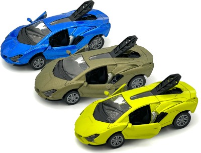 Playrox Metal Toy Car Sian Sports 1:32 Scale Die Cast Open Doors Pull Back for Kids(Lamborghini Sian - Set of 3)