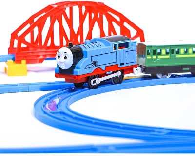 LEZOMZY Battery Operated Big Thomas Train Toy Track Set for Kids Sound with Lights(Multicolor)