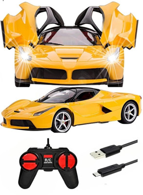 AS TRADERS Rechargeable Remote Control Sports Car with Openable Doors & LightsY5(Yellow)