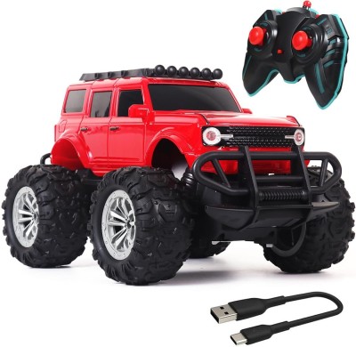 Wembley Rechargeable Adventure Jeep Off Roader All-Terrain & 4 Headlight Mode RC Car(Red & Black)